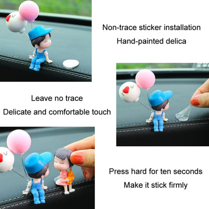 Car Ornament Ornament Lovely Kissing Couple Doll, Color:, Blue, Gray, Reading, Clever, Blue+Balloon, Blue+Blue White Balloon, Gray+Balloon, Gray+Gray Balloon, Reading+Balloon, Clever+Balloon, Stool Blue Couple, Stool Gray Couple, Stool Reading Couple