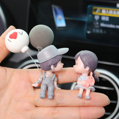 Car Ornament Ornament Lovely Kissing Couple Doll, Color:, Blue, Gray, Reading, Clever, Blue+Balloon, Blue+Blue White Balloon, Gray+Balloon, Gray+Gray Balloon, Reading+Balloon, Clever+Balloon, Stool Blue Couple, Stool Gray Couple, Stool Reading Couple