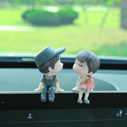 Car Ornament Ornament Lovely Kissing Couple Doll, Color:, Blue, Gray, Reading, Clever, Blue+Balloon, Blue+Blue White Balloon, Gray+Balloon, Gray+Gray Balloon, Reading+Balloon, Clever+Balloon, Stool Blue Couple, Stool Gray Couple, Stool Reading Couple