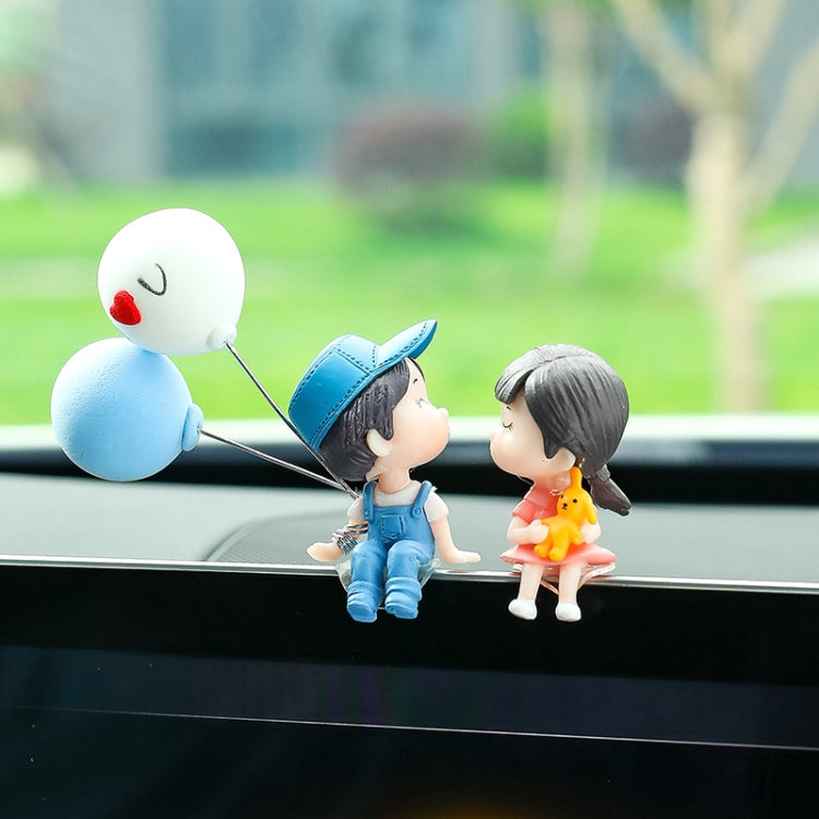 Car Ornament Ornament Lovely Kissing Couple Doll, Color:, Blue, Gray, Reading, Clever, Blue+Balloon, Blue+Blue White Balloon, Gray+Balloon, Gray+Gray Balloon, Reading+Balloon, Clever+Balloon, Stool Blue Couple, Stool Gray Couple, Stool Reading Couple