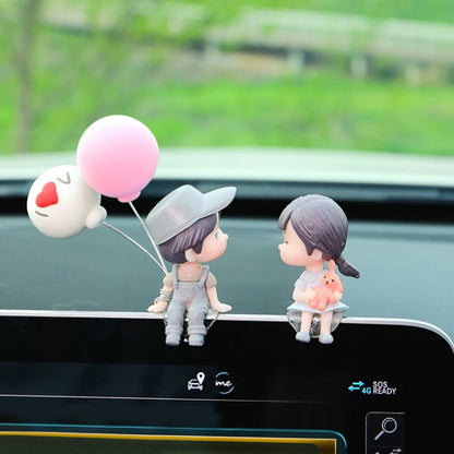 Car Ornament Ornament Lovely Kissing Couple Doll, Color:, Blue, Gray, Reading, Clever, Blue+Balloon, Blue+Blue White Balloon, Gray+Balloon, Gray+Gray Balloon, Reading+Balloon, Clever+Balloon, Stool Blue Couple, Stool Gray Couple, Stool Reading Couple