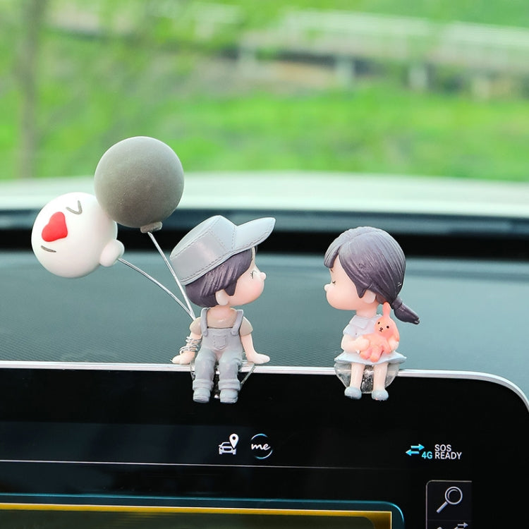 Car Ornament Ornament Lovely Kissing Couple Doll, Color:, Blue, Gray, Reading, Clever, Blue+Balloon, Blue+Blue White Balloon, Gray+Balloon, Gray+Gray Balloon, Reading+Balloon, Clever+Balloon, Stool Blue Couple, Stool Gray Couple, Stool Reading Couple