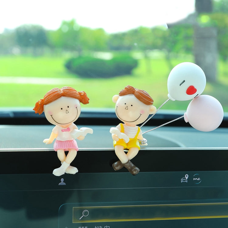 Car Ornament Ornament Lovely Kissing Couple Doll, Color:, Blue, Gray, Reading, Clever, Blue+Balloon, Blue+Blue White Balloon, Gray+Balloon, Gray+Gray Balloon, Reading+Balloon, Clever+Balloon, Stool Blue Couple, Stool Gray Couple, Stool Reading Couple