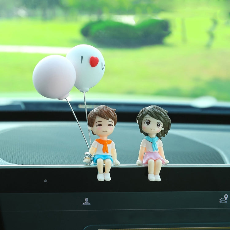 Car Ornament Ornament Lovely Kissing Couple Doll, Color:, Blue, Gray, Reading, Clever, Blue+Balloon, Blue+Blue White Balloon, Gray+Balloon, Gray+Gray Balloon, Reading+Balloon, Clever+Balloon, Stool Blue Couple, Stool Gray Couple, Stool Reading Couple
