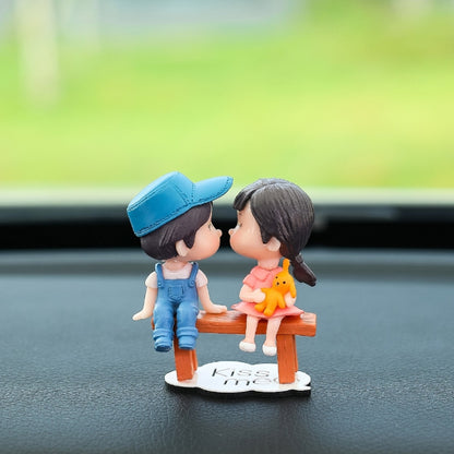 Car Ornament Ornament Lovely Kissing Couple Doll, Color:, Blue, Gray, Reading, Clever, Blue+Balloon, Blue+Blue White Balloon, Gray+Balloon, Gray+Gray Balloon, Reading+Balloon, Clever+Balloon, Stool Blue Couple, Stool Gray Couple, Stool Reading Couple