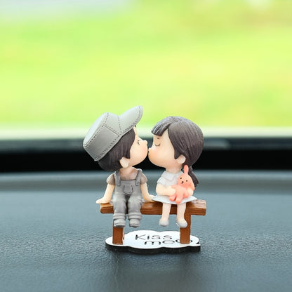 Car Ornament Ornament Lovely Kissing Couple Doll, Color:, Blue, Gray, Reading, Clever, Blue+Balloon, Blue+Blue White Balloon, Gray+Balloon, Gray+Gray Balloon, Reading+Balloon, Clever+Balloon, Stool Blue Couple, Stool Gray Couple, Stool Reading Couple