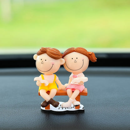 Car Ornament Ornament Lovely Kissing Couple Doll, Color:, Blue, Gray, Reading, Clever, Blue+Balloon, Blue+Blue White Balloon, Gray+Balloon, Gray+Gray Balloon, Reading+Balloon, Clever+Balloon, Stool Blue Couple, Stool Gray Couple, Stool Reading Couple