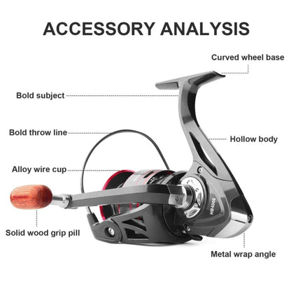 Fishing Reel Metal Spool Spinning Reel Durable Enhance Wheels For Saltwater or Freshwater, HB500