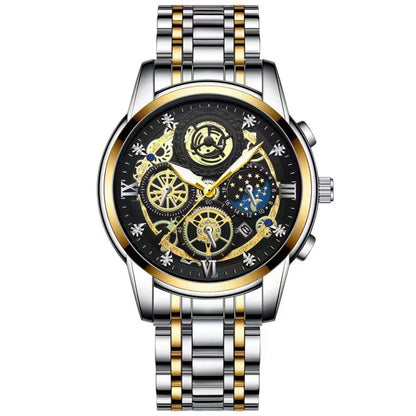 BINBOND 4010 Multifunctional Waterproof Hollowed Luminous Quartz Watch