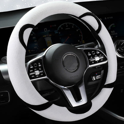 Car Steering Wheel Cartoon Short Fluff Handle Cover, 38cm