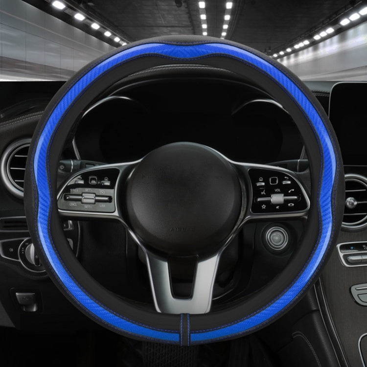 Car Steering Wheel Carbon Fiber Breathable Wear-resistant Leather Case, 38cm