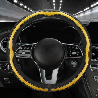 Car Steering Wheel Carbon Fiber Breathable Wear-resistant Leather Case, 38cm