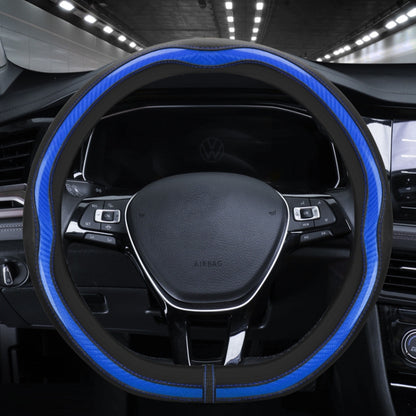 Car Steering Wheel Carbon Fiber Breathable Wear-resistant Leather Case, 38cm