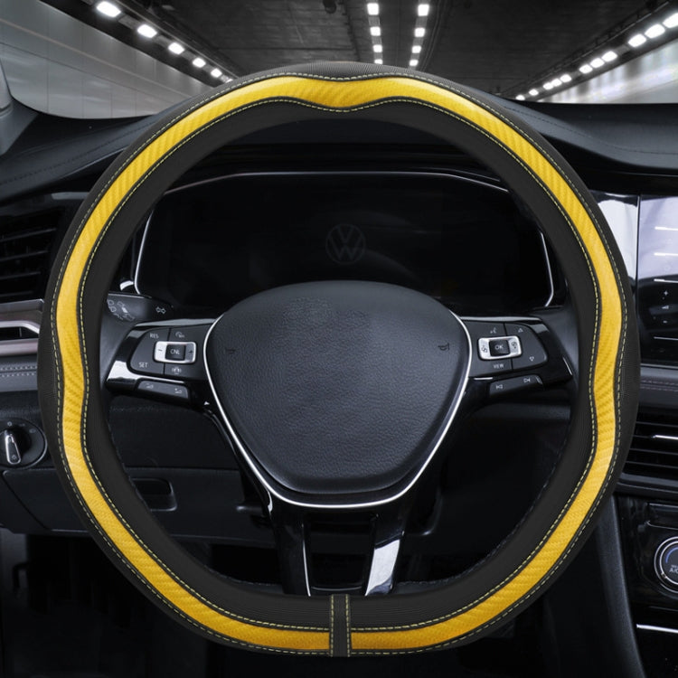 Car Steering Wheel Carbon Fiber Breathable Wear-resistant Leather Case, 38cm