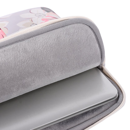 H40-B01 White Rose Pattern Laptop Case Bag Computer Liner Bag With Handle, 12 Inch, 13 Inch, 14 Inch, 15 Inch
