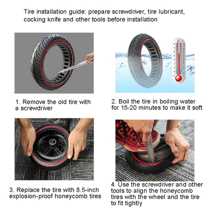 Electric Scooter 8 inch Honeycomb Solid Tire For Xiaomi M365/M365 Pro /1S/Pro2/Essential, Inner Honeycomb Red, Inner Honeycomb Blue, Inner Honeycomb Yellow, Inner Honeycomb Black
