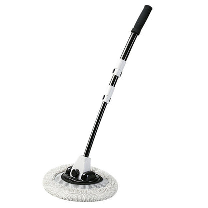 Soft Hair Curved Rod Car Wash Long Handle Telescopic Mop, Black White, Black White Replacement Head