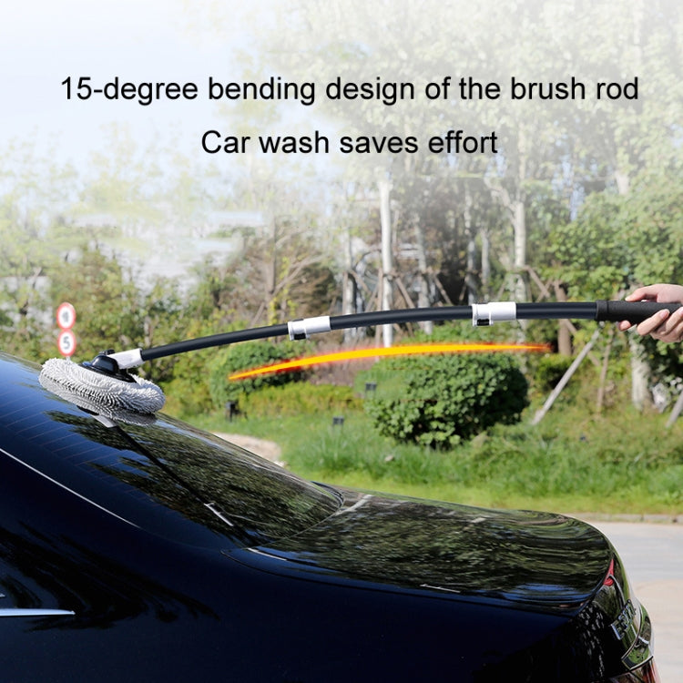 Soft Hair Curved Rod Car Wash Long Handle Telescopic Mop, Black White, Black White Replacement Head