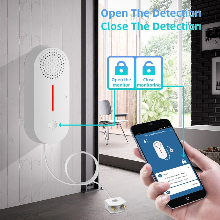 Tuya WIFI Sound and Light Water Immersion Alarm Leak Sensor Overflow Alarm Detector, Overflow Alarm Detector