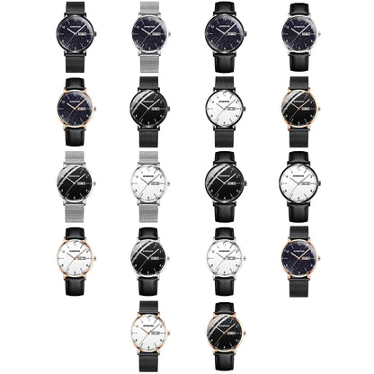 BINBOND B3820 30M Waterproof Ultra-thin Quartz Luminous Starry Watch, Black Net-Black-Starry