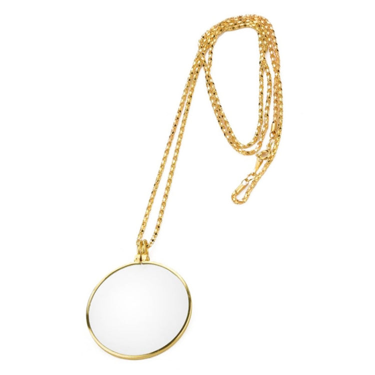 Metal Chain Round Expansion Mirror Glass Lens Necklace Magnifier, Round Necklace (Gold), Round Necklace (Silver)