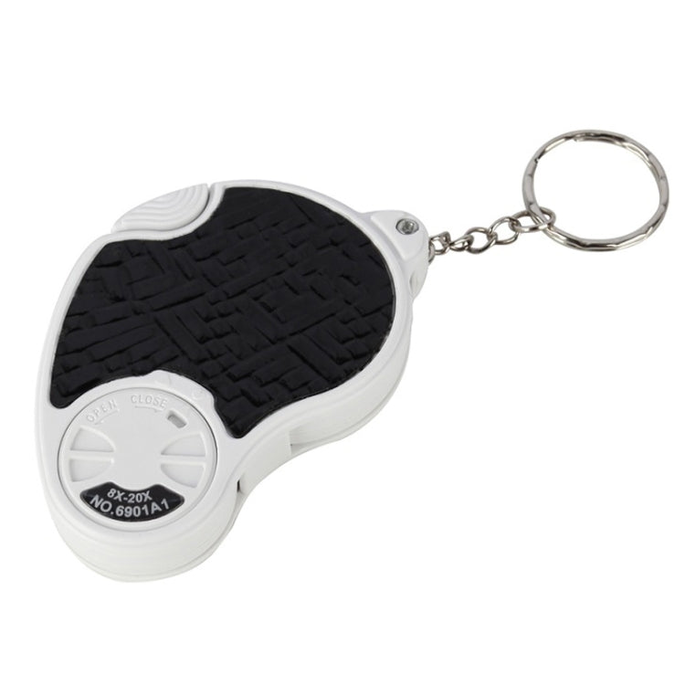 6901A 8X 20X Double Lens Folding Magnifier With LED Lamp and Keychain, Double Lens  8X 20X (Silver), Double Lens  8X 20X (Black)