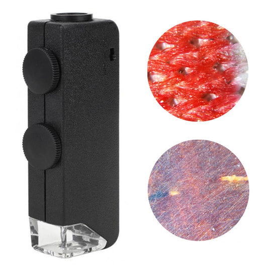 MG10081-1 60-100X Adjustable Focus Magnifier LED Light Pocket Microscope, Without Clip