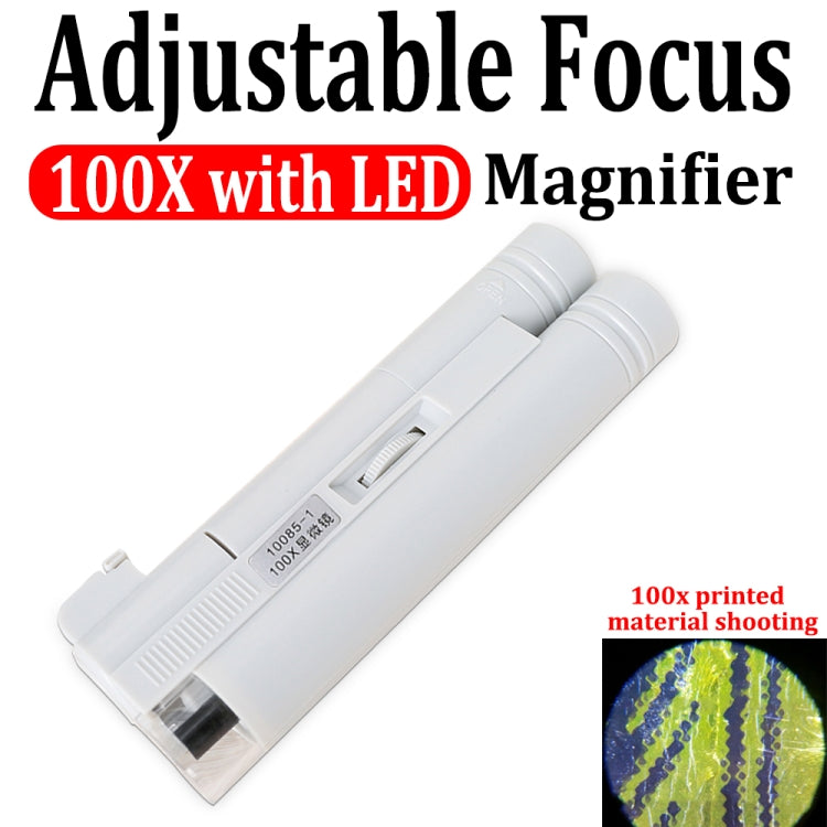 10085-1 100X Double Tube Microscope With LED Light Identification Magnifier, 100X Double Tube