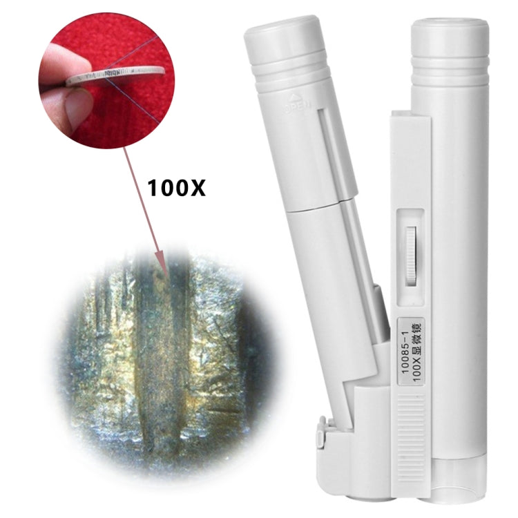 10085-1 100X Double Tube Microscope With LED Light Identification Magnifier, 100X Double Tube
