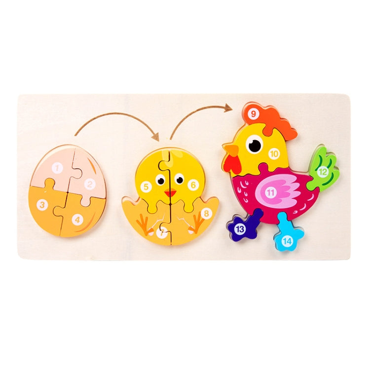 Wooden Animal Growth Process Evolution 3D Jigsaw Puzzle Toy Early Education Building Blocks