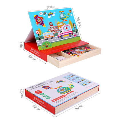 Drawer Type Double-sided Drawing Board Puzzle Magnetic Cartoon Dress Up Wooden Toys