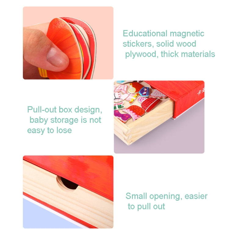 Drawer Type Double-sided Drawing Board Puzzle Magnetic Cartoon Dress Up Wooden Toys