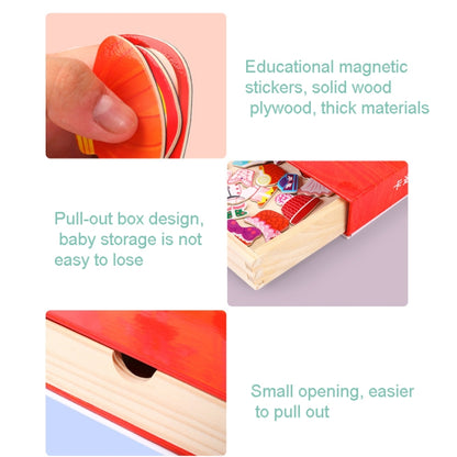 Drawer Type Double-sided Drawing Board Puzzle Magnetic Cartoon Dress Up Wooden Toys