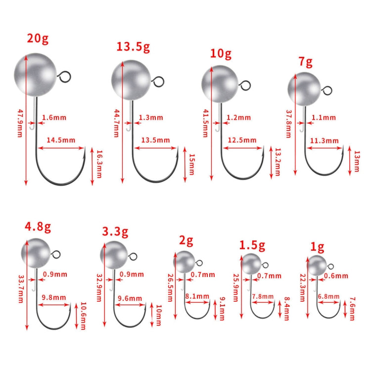Lead Head Hook Fishing Gear Lua Anti-drop Hooks, HENGJIA JI035 50pcs 1g, HENGJIA JI035 40pcs 1.5g, HENGJIA JI035 30pcs 2g, HENGJIA JI035 20pcs 3.5g, HENGJIA JI035 15pcs 5g, HENGJIA JI035 10pcs 7g, HENGJIA JI035 8pcs 10g, HENGJIA JI035 6pcs 14g...