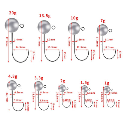 Lead Head Hook Fishing Gear Lua Anti-drop Hooks, HENGJIA JI035 50pcs 1g, HENGJIA JI035 40pcs 1.5g, HENGJIA JI035 30pcs 2g, HENGJIA JI035 20pcs 3.5g, HENGJIA JI035 15pcs 5g, HENGJIA JI035 10pcs 7g, HENGJIA JI035 8pcs 10g, HENGJIA JI035 6pcs 14g...