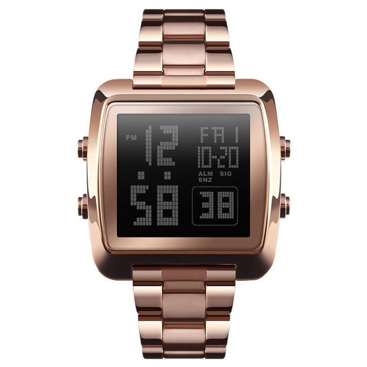 SKMEI 1369 Retro Waterproof Gold Watch Men Steel Belt Luminous Square Watch, 1369 Silver, 1369 Black, 1369 Rose Gold, 1369 Gold