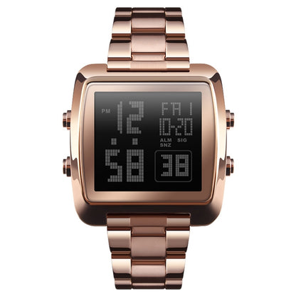 SKMEI 1369 Retro Waterproof Gold Watch Men Steel Belt Luminous Square Watch, 1369 Silver, 1369 Black, 1369 Rose Gold, 1369 Gold