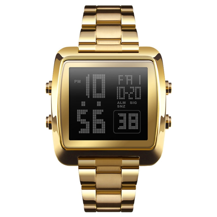 SKMEI 1369 Retro Waterproof Gold Watch Men Steel Belt Luminous Square Watch, 1369 Silver, 1369 Black, 1369 Rose Gold, 1369 Gold