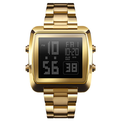 SKMEI 1369 Retro Waterproof Gold Watch Men Steel Belt Luminous Square Watch, 1369 Silver, 1369 Black, 1369 Rose Gold, 1369 Gold