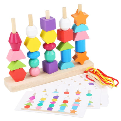 Geometric Shape Matching Building Blocks String Beads Sensory Integration Toys, Geometric Shape