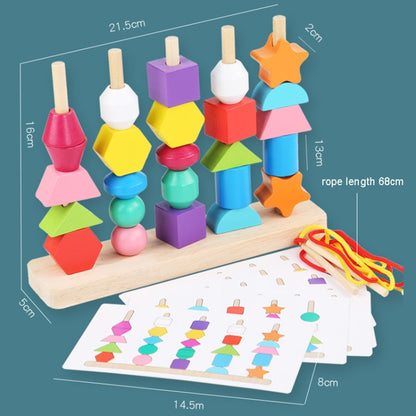 Geometric Shape Matching Building Blocks String Beads Sensory Integration Toys, Geometric Shape
