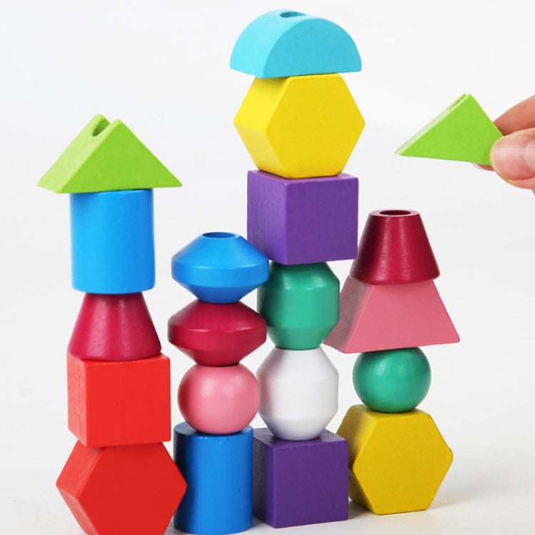 Geometric Shape Matching Building Blocks String Beads Sensory Integration Toys, Geometric Shape