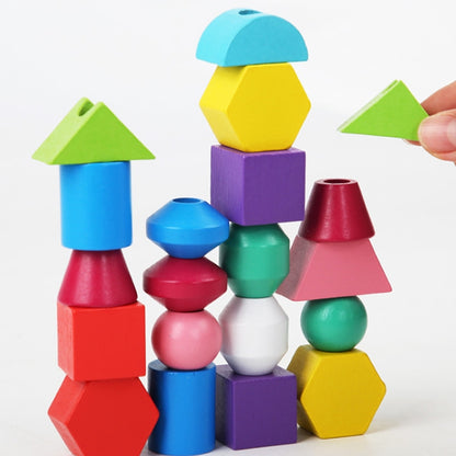 Geometric Shape Matching Building Blocks String Beads Sensory Integration Toys, Geometric Shape