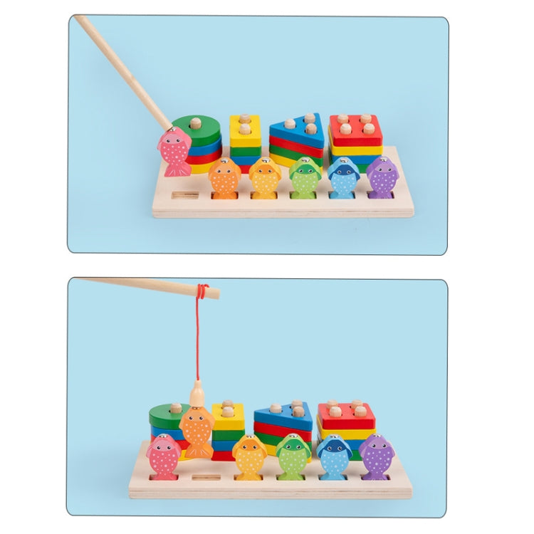 2-in-1 3D Magnetic Fishing Column Shape Matching Wooden Toys,Style:, MZM, DQ, CC