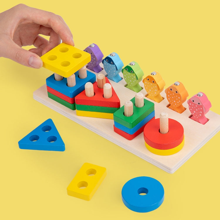 2-in-1 3D Magnetic Fishing Column Shape Matching Wooden Toys,Style:, MZM, DQ, CC
