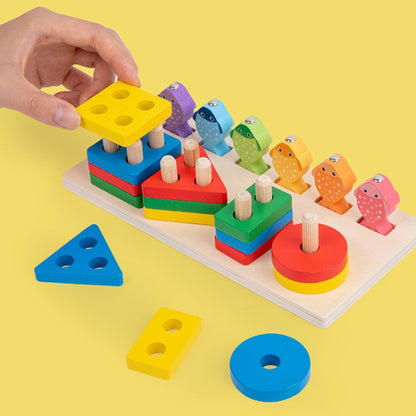 2-in-1 3D Magnetic Fishing Column Shape Matching Wooden Toys,Style:, MZM, DQ, CC