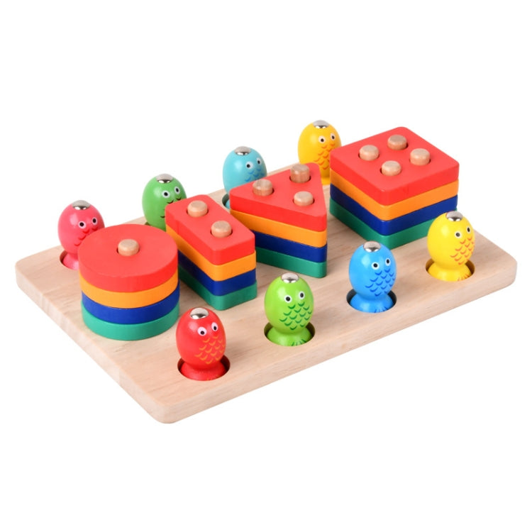 2-in-1 3D Magnetic Fishing Column Shape Matching Wooden Toys,Style:, MZM, DQ, CC