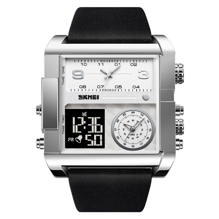 SKMEI 2020 Square Large Dial Triple Movement Men Sports Watch, 2020 Transparent White, 2020 Silver Shell Black Belt Black Machine, 2020 Silver Shell Brown Belt Black Machine, 2020 Black Shell Black Belt White Machine, 2020 Amber