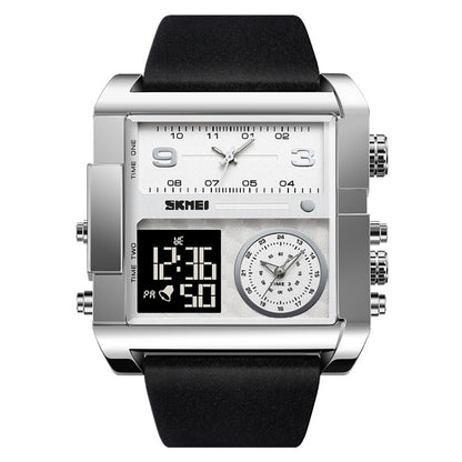 SKMEI 2020 Square Large Dial Triple Movement Men Sports Watch, 2020 Transparent White, 2020 Silver Shell Black Belt Black Machine, 2020 Silver Shell Brown Belt Black Machine, 2020 Black Shell Black Belt White Machine, 2020 Amber