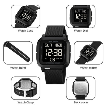 SKMEI 1894 Square Sports Waterproof Student Simple Multifunctional Luminous Watch, 1894